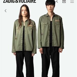 Zadig & Voltaire Women's Olive Button Down Shirt